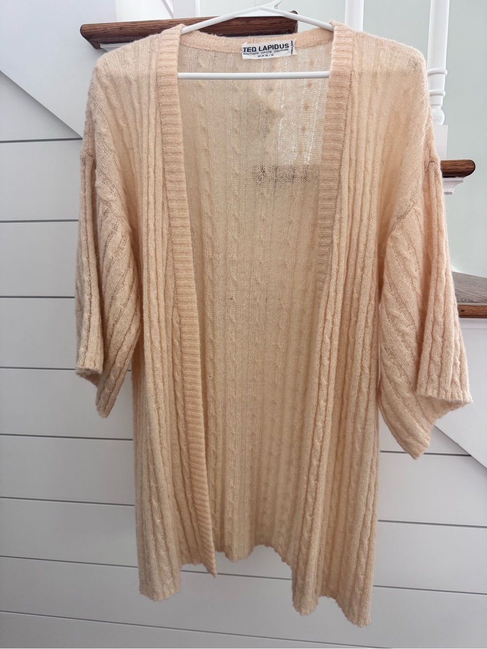 Ted Lapidus Women's Cream Open-Front Cable Knit Cardigan